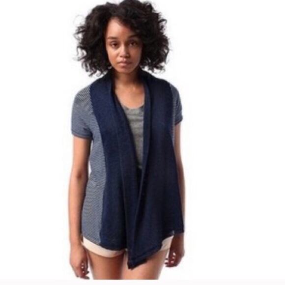 Urban Outfitters Pins & Needles Open Front Blue & White Stripe Cardigan Size M - Picture 1 of 5